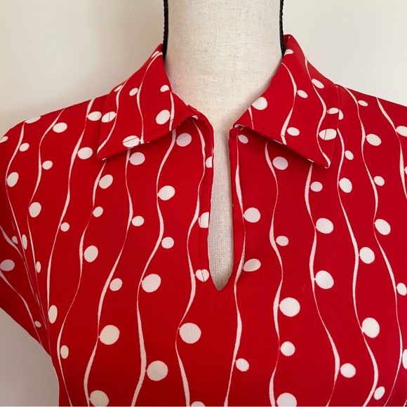 Vintage 60s Polka Dot Ascot Blouse - Picture 3 of 4